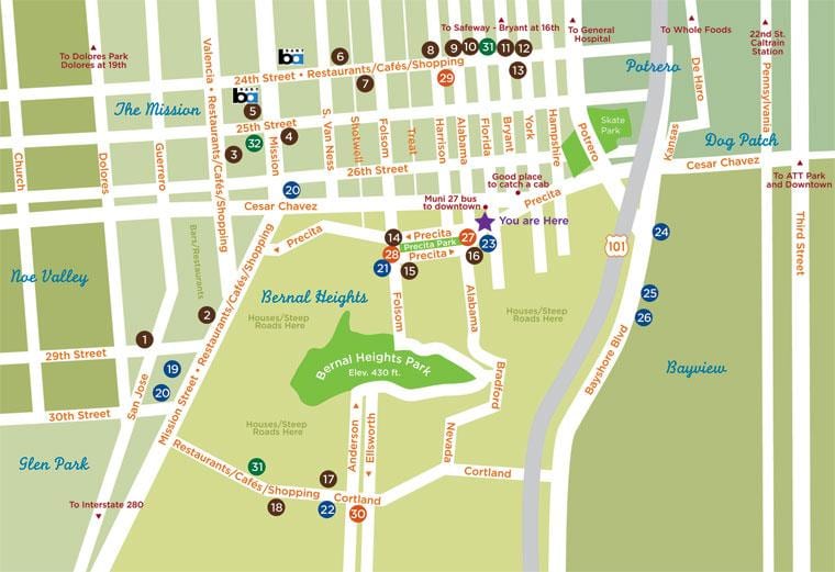 মানচিত্র এর bernal heights সান ফ্রান্সিসকো