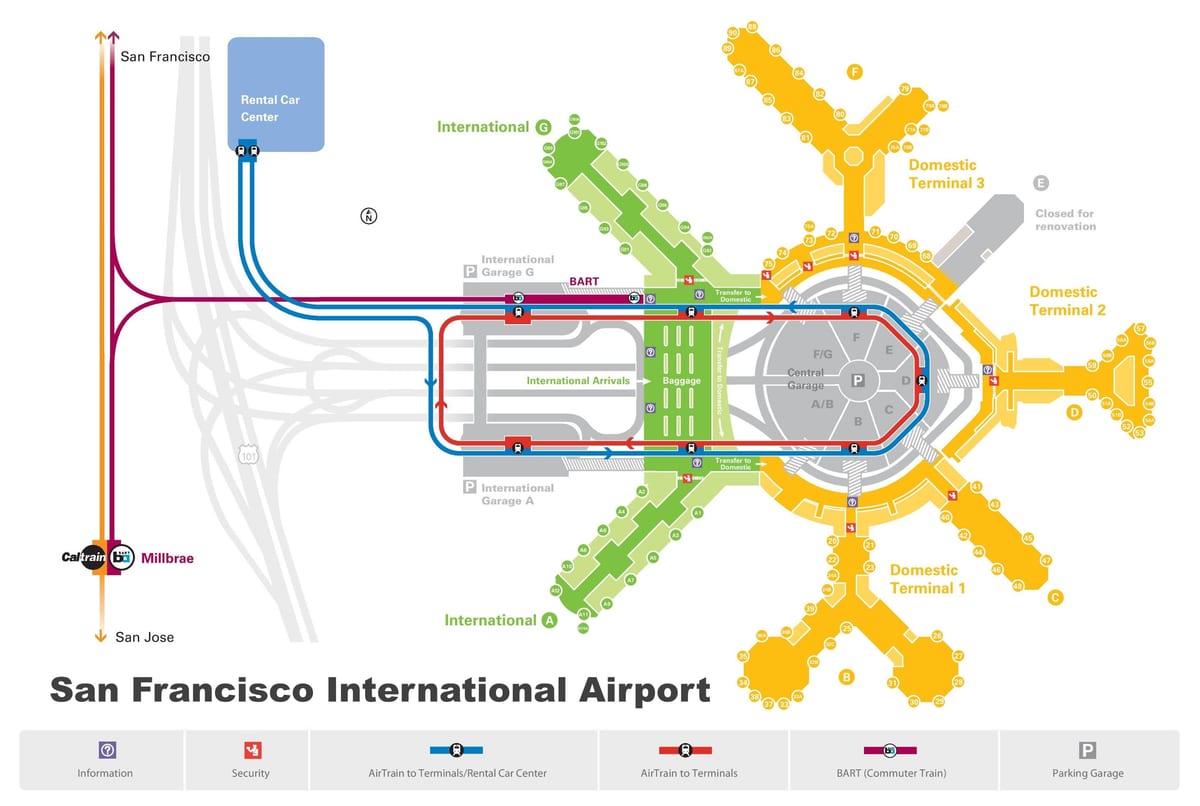 San Francisco airport গাড়ী ভাড়া মানচিত্র
