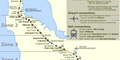 Caltrain সান ফ্রান্সিসকো মানচিত্র