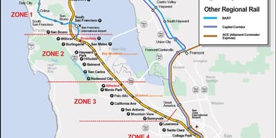 Caltrain রুট ম্যাপ
