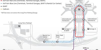 মানচিত্র SFO airtrain