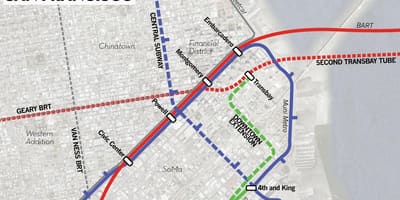 মানচিত্র transbay টার্মিনাল